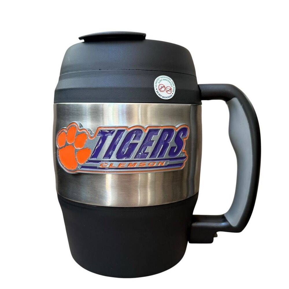 Clemson Tigers Insulated Macho Travel Mug with Handle and Bottle Opener New